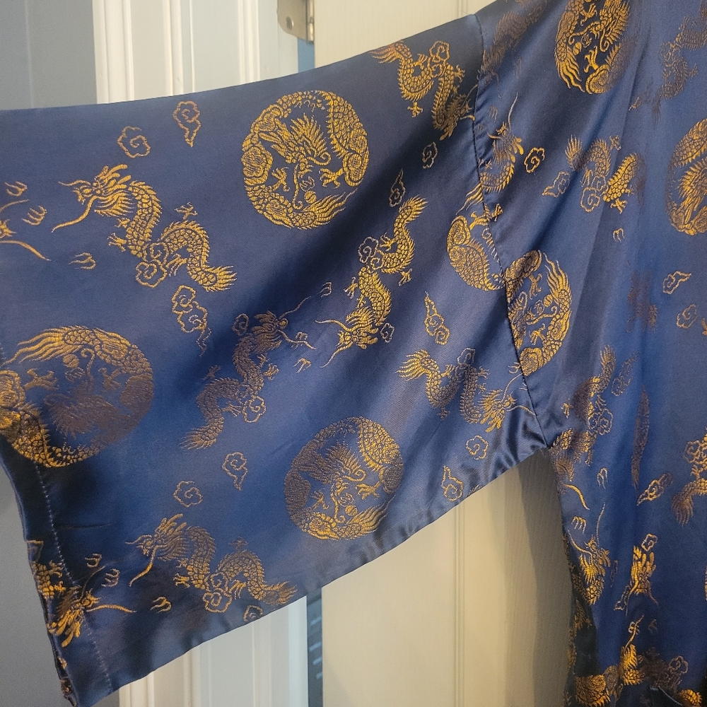 Elegant Blue and Gold OPEN STYLE KIMONO ROBE SIZE F2 (Aprox M-L) - Picture 3 of 4